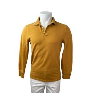 Goodfellow & Co Men's Mustard Yellow Knit Gold Long Sleeve Polo Shirt Top Size S